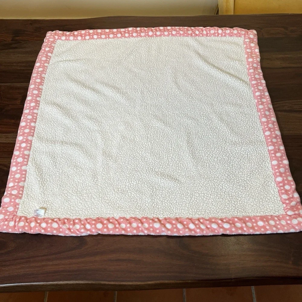 Chick Pea Plush‎ Ribbed Pink Caterpillar Baby Girl Blanket Sherpa Polka Dot Edge